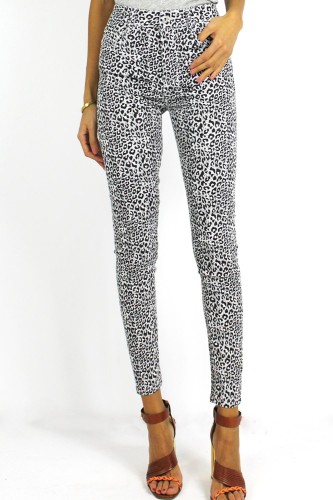 Jeans motifs léopard blanc