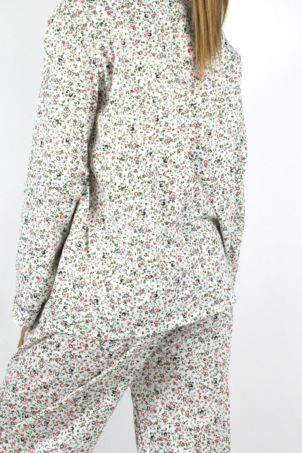 Pyjama long et chaud à motifs liberty pour femme en sergé 100% coton