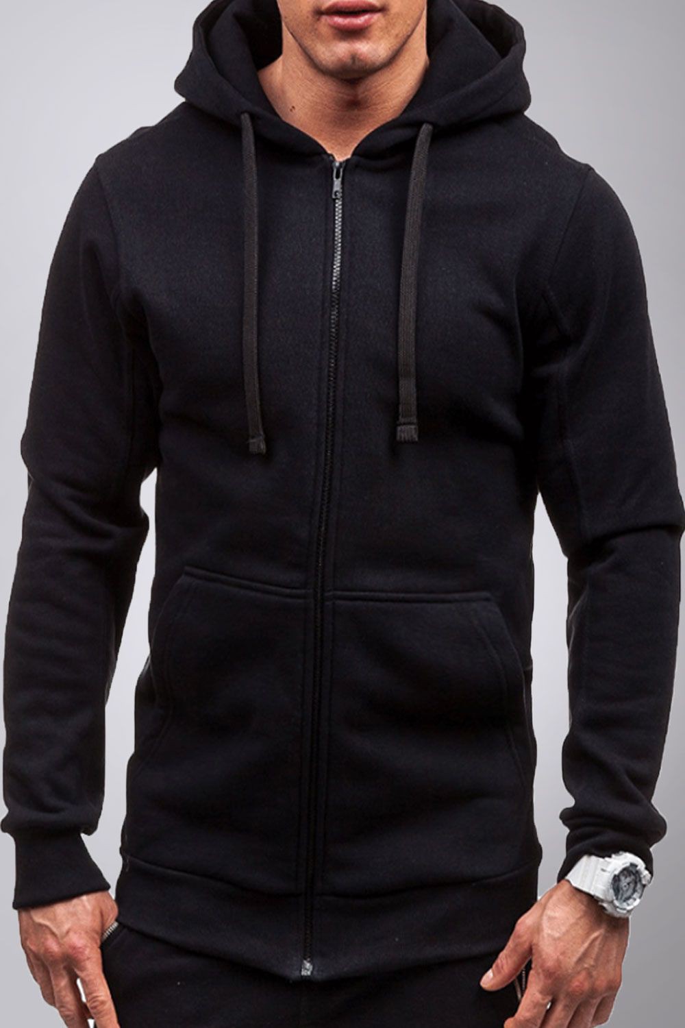 Sweet Zippé à Capauche Pour Homme Kebello.com Couleur Noir Taille XXL