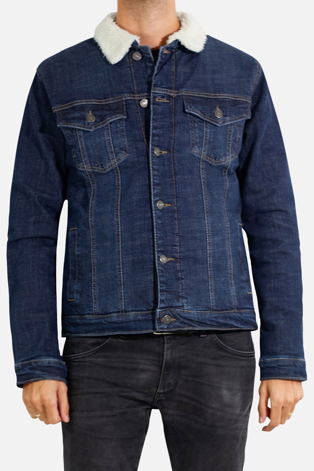 Veste En Jean Sherpa Taille Homme Ebay